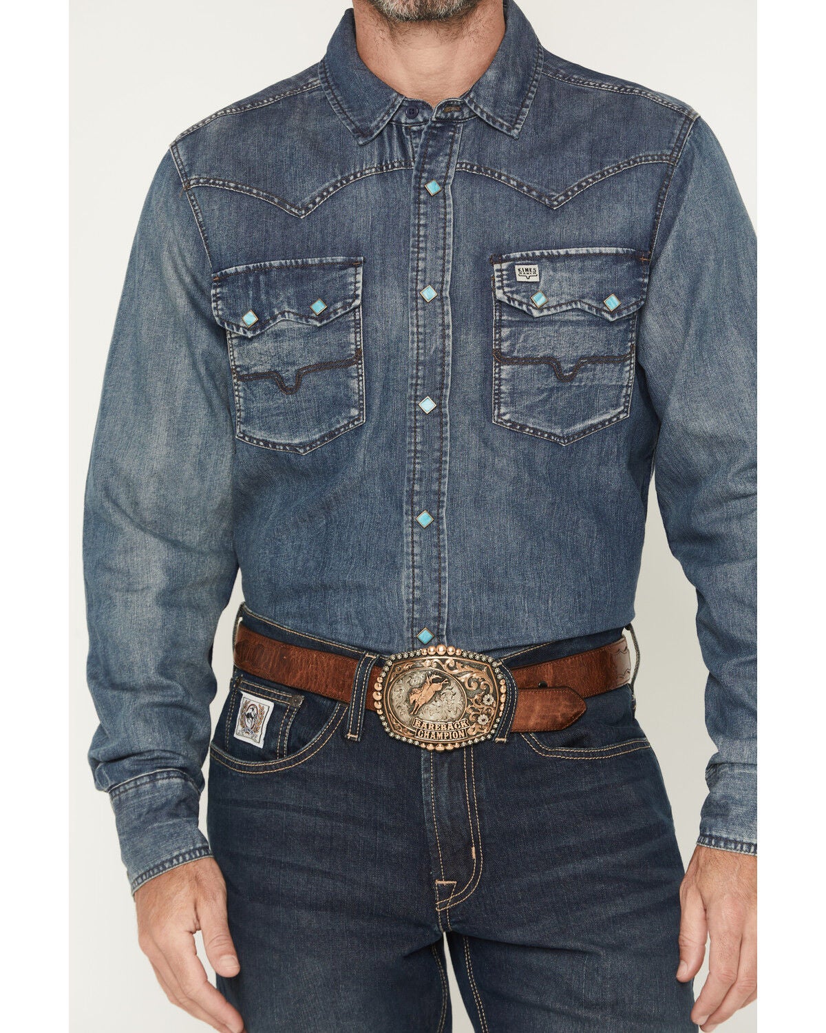 Image #3 - Kimes Ranch Men's Memphis Denim Long Sleeve Snap Western Shirt, Indigo, hi-res