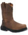 Image #1 - Georgia Men's Flxpoint Ultra Waterproof Wellington Pull On Work Boot - Composite Toe, Black/brown, hi-res