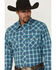 Image #2 - Wrangler Retro Men's Plaid Print Long Sleeve Snap Western Shirt - Tall, Turquoise, hi-res