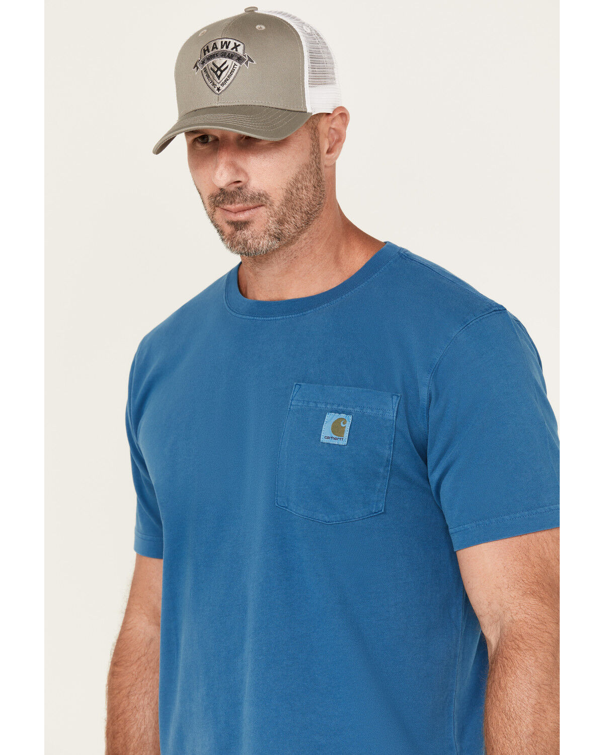 Image #2 - Carhartt Men's Re-Engineered Relaxed Fit Lightweight Short Sleeve Pocket T-Shirt, Dark Blue, hi-res