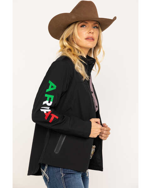 Image #3 - Ariat Women's Classic Team Mexico Flag Softshell Jacket, Black, hi-res