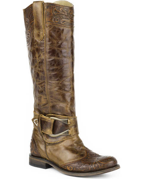 Image #1 - Stetson Women's Tan Paisley Western Boots - Round Toe , Tan, hi-res