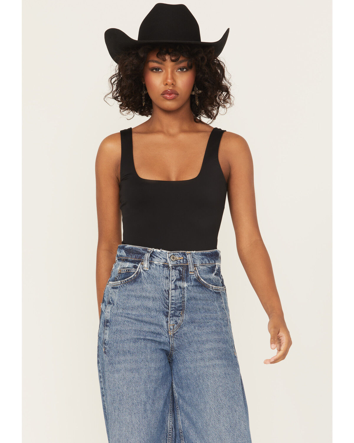 Image #1 - Good American Women's Scuba Solid Sleeveless Bodysuit, Black, hi-res