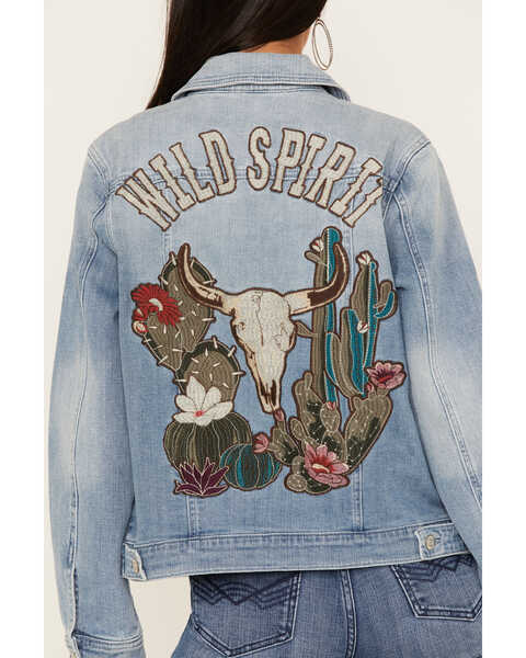 Idyllwind Women's Light Wash Wild Spirit Embroidered Denim Jacket, Medium Wash, hi-res