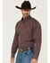 Image #2 - George Strait by Wrangler Men's Plaid Print Long Sleeve Button-Down Stretch Western Shirt - Big, Burgundy, hi-res
