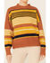 Very J Women's Striped Fuzzy Knit Sweater , Rust Copper, hi-res