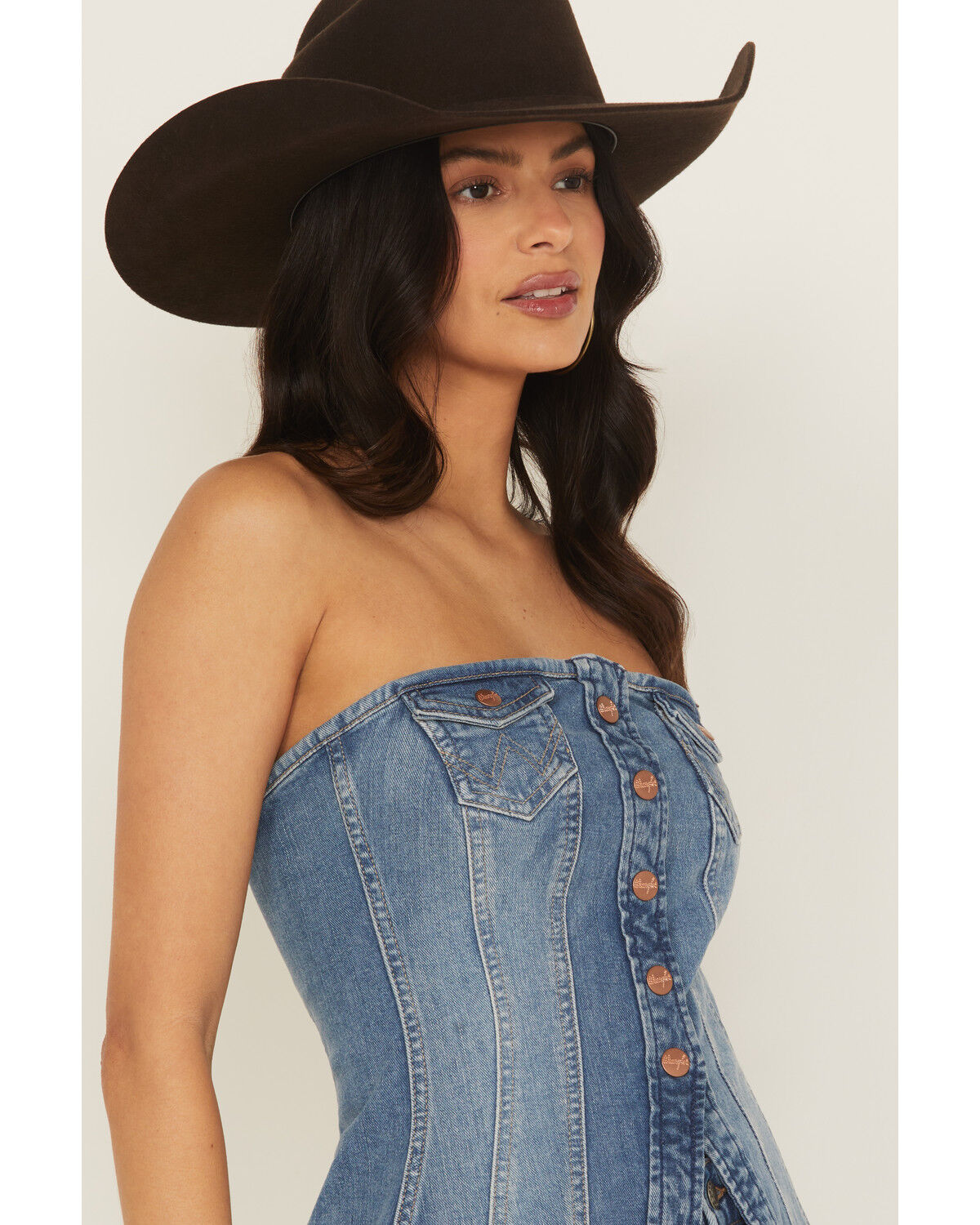Image #2 - Wrangler Women's Denim Bustier, Blue, hi-res