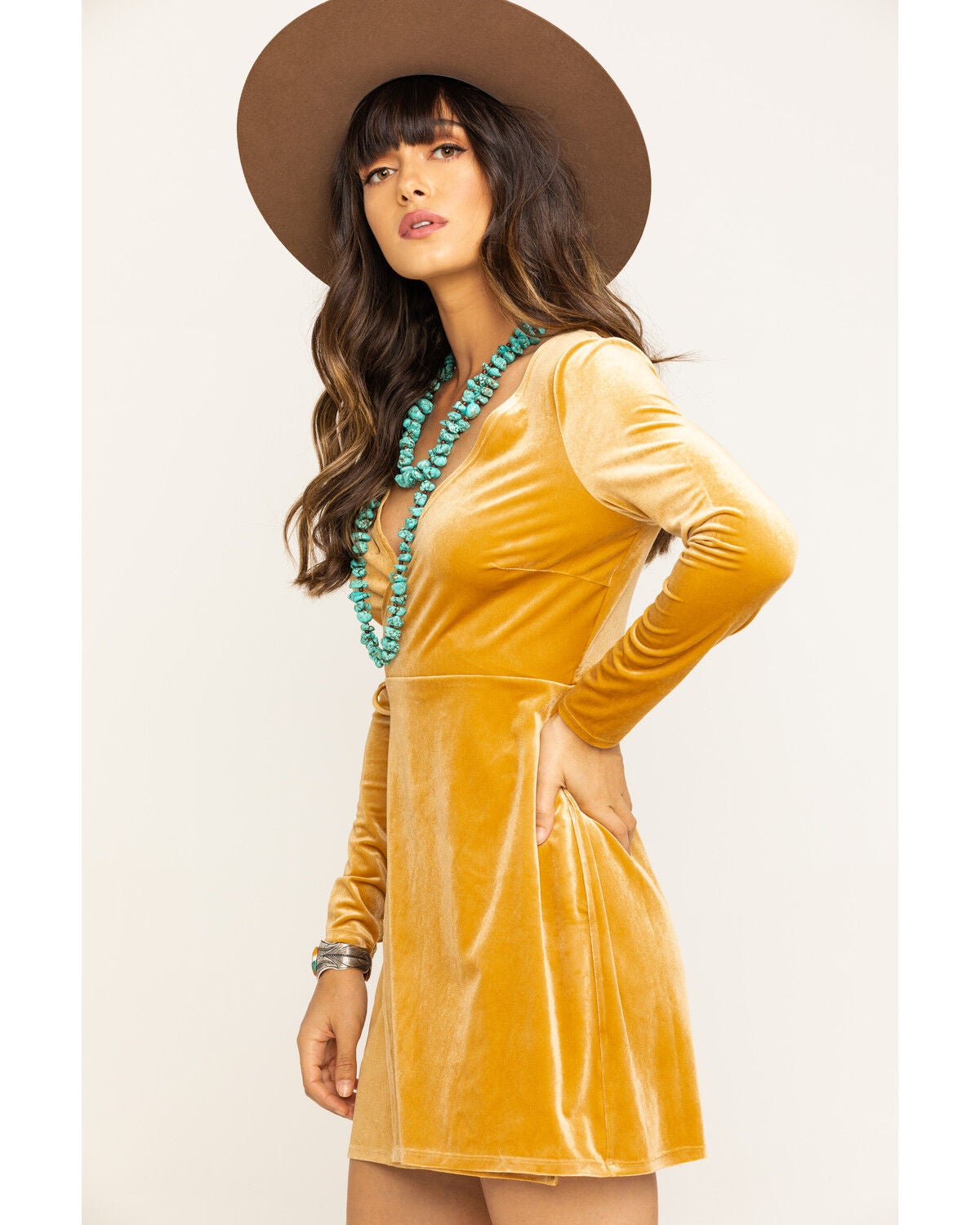 Mustard Long Sleeve Dress Flash Sales 