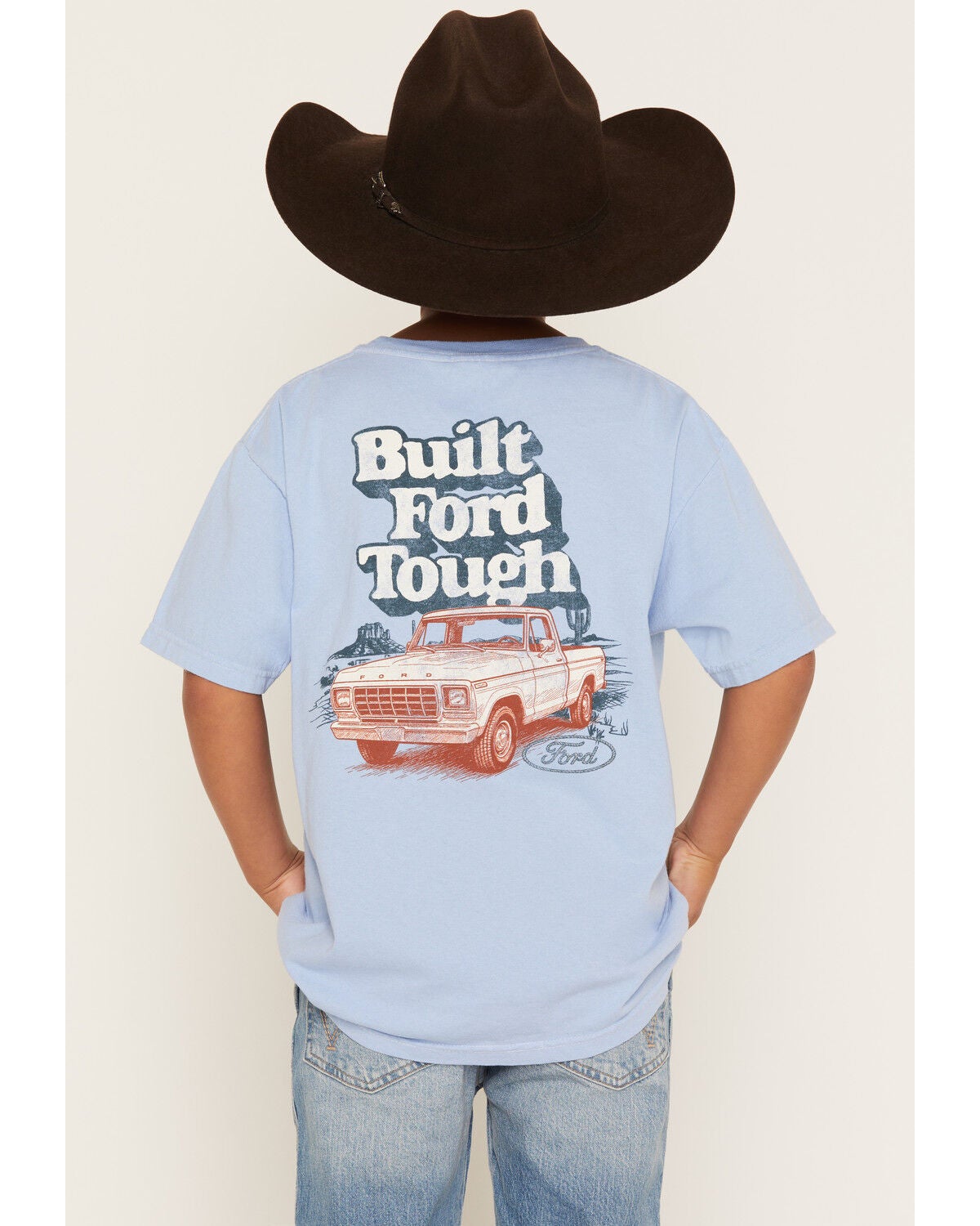 Image #4 - Merch Traffic Boys' Built Ford Tough Short Sleeve Graphic T-Shirt, Blue, hi-res