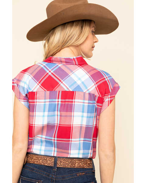 Image #2 - Cumberland Outfitters Women's Americana Plaid Short Sleeve Western Shirt, , hi-res