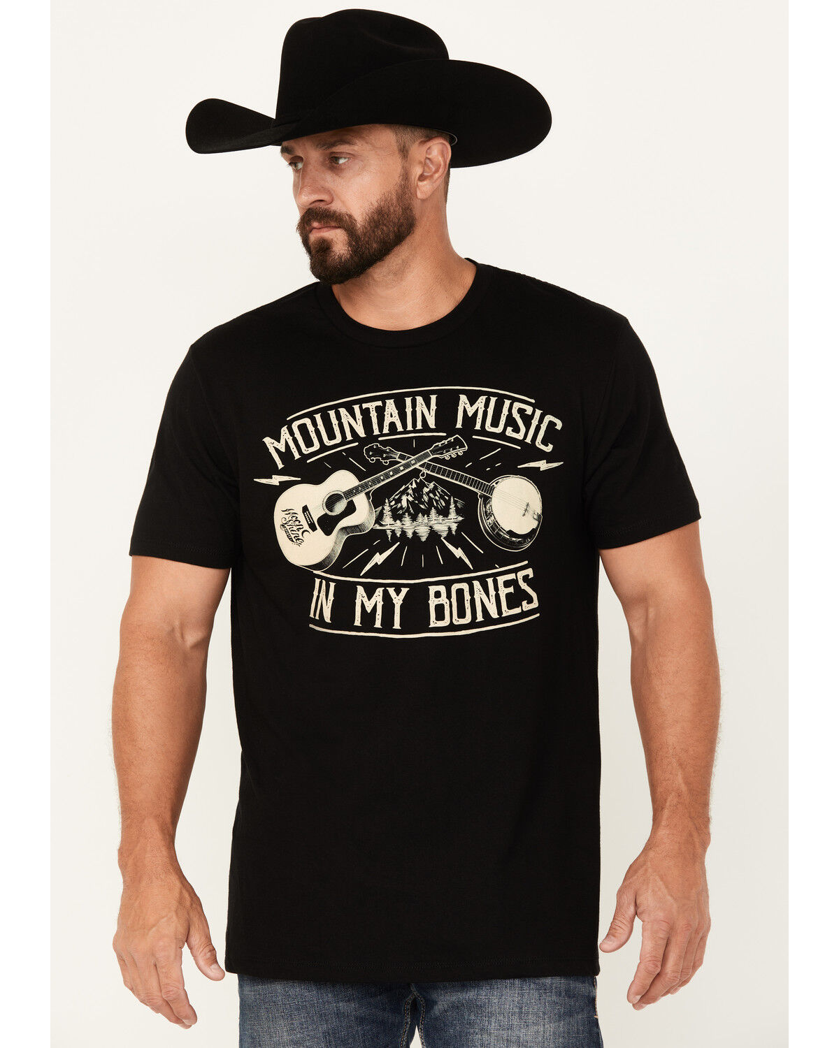 Image #1 - Moonshine Spirit Men's Blue Grass Short Sleeve Graphic T-Shirt, Black, hi-res