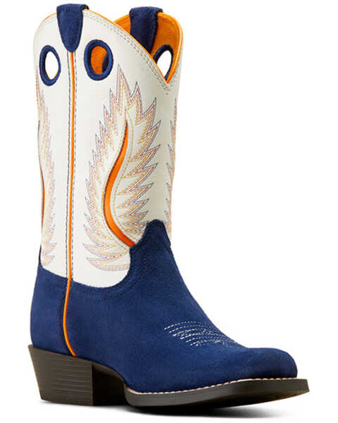 Ariat Boys' Futurity Fort Worth Western Boots - Square Toe , Blue, hi-res