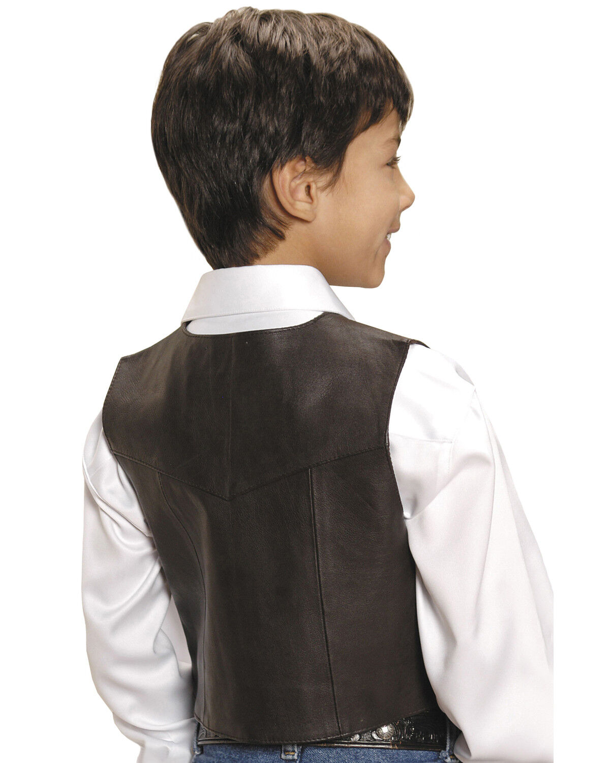 Image #3 - Roper Boys' Lambskin Leather Vest, Brown, hi-res