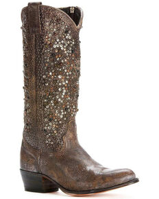 Frye Women's Deborah Studded Tall Boots - Round Toe, Grey, hi-res