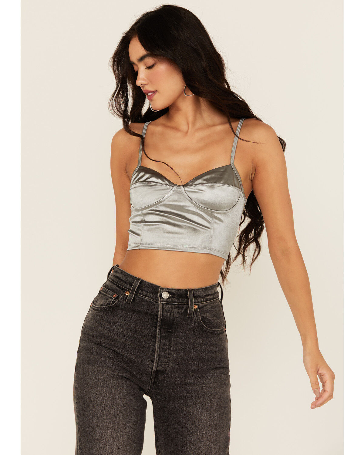 Image #1 - Free People Women's Casino Royal Brami, Silver, hi-res