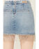 Image #3 - BLANKNYC Women's Medium Wash Denim Faux Wrap Embroidered Fringe Mini Skirt , , hi-res