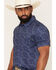 Image #2 - Rock & Roll Denim Men's Game Day Short Sleeve Snap Polo, Navy, hi-res