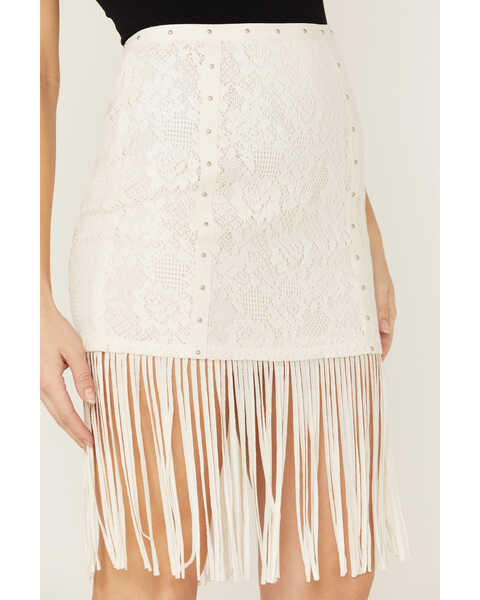 Image #3 - Idyllwind Women's Crochet Lightning Fringe Skirt , Cream, hi-res
