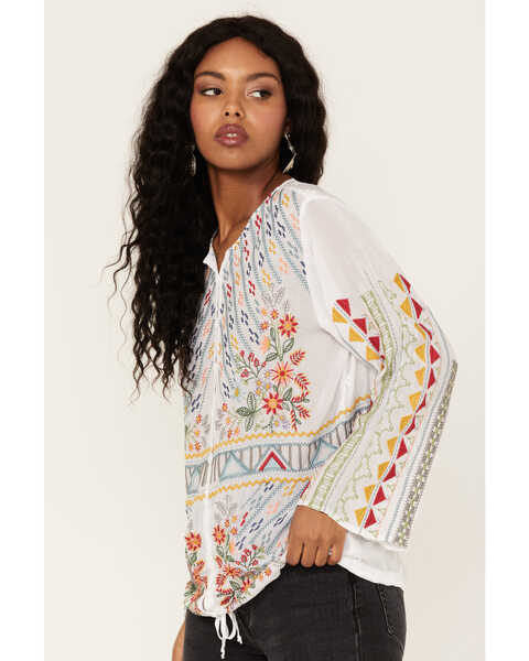 Image #2 - Johnny Was Women's Ezra Embroidered Blouse, White, hi-res