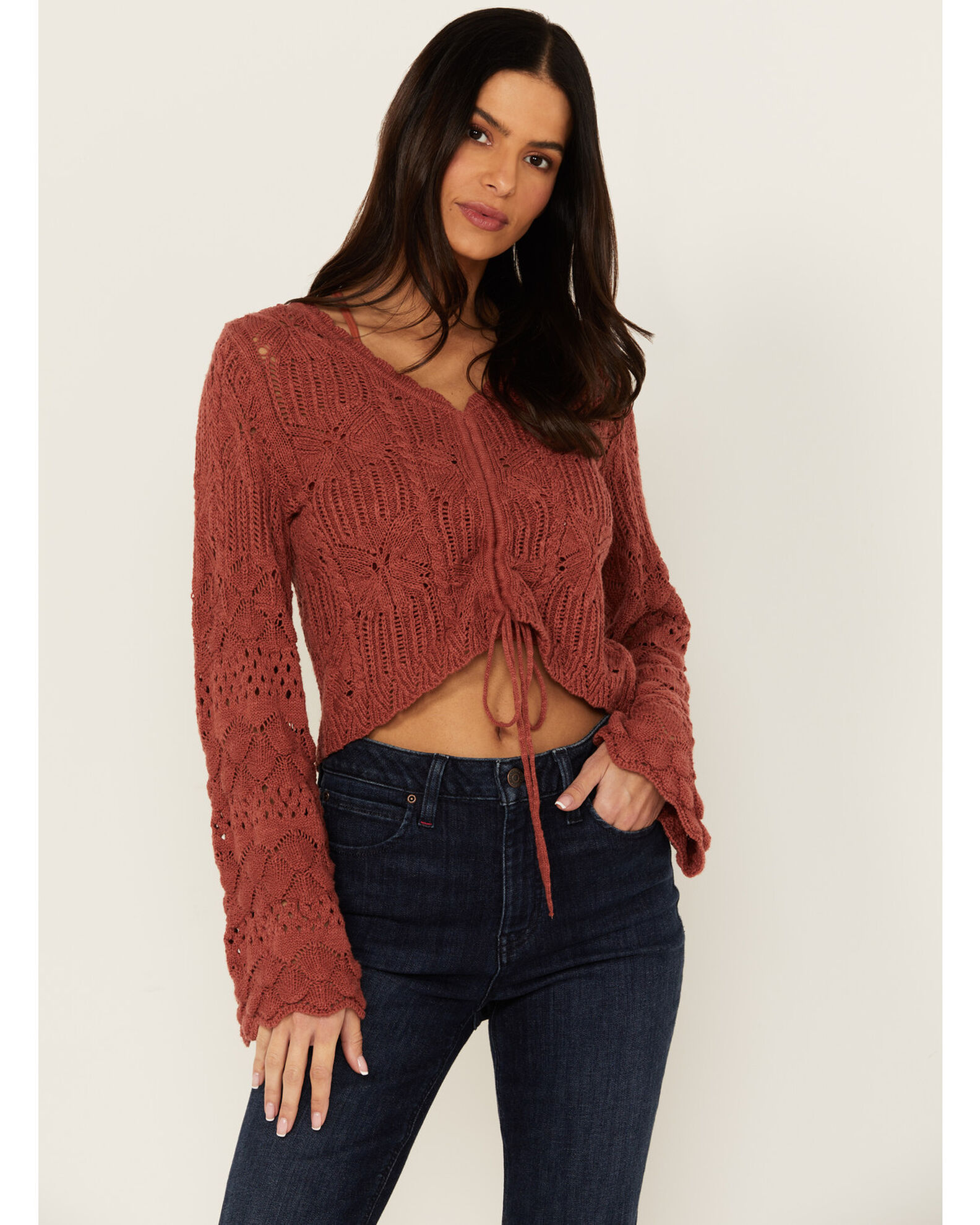 Cropped bell hotsell sleeve sweater