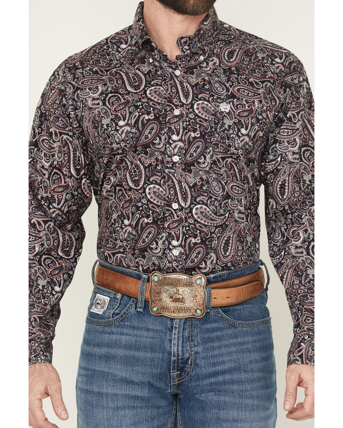 Image #3 - Cinch Men's Paisley Print Long Sleeve Button-Down Western Shirt, Multi, hi-res