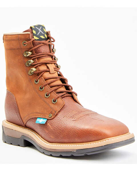 Image #1 - Twisted X Men's Lite 8" Lace-Up Waterproof Work Boots - Steel Toe, Oiled Rust, hi-res