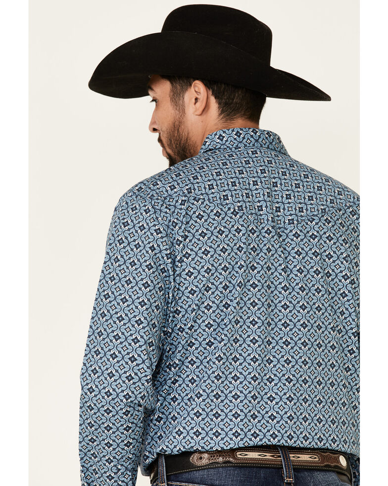 Cody James Men's Lookin Out Geo Print Long Sleeve Western Shirt , Blue, hi-res