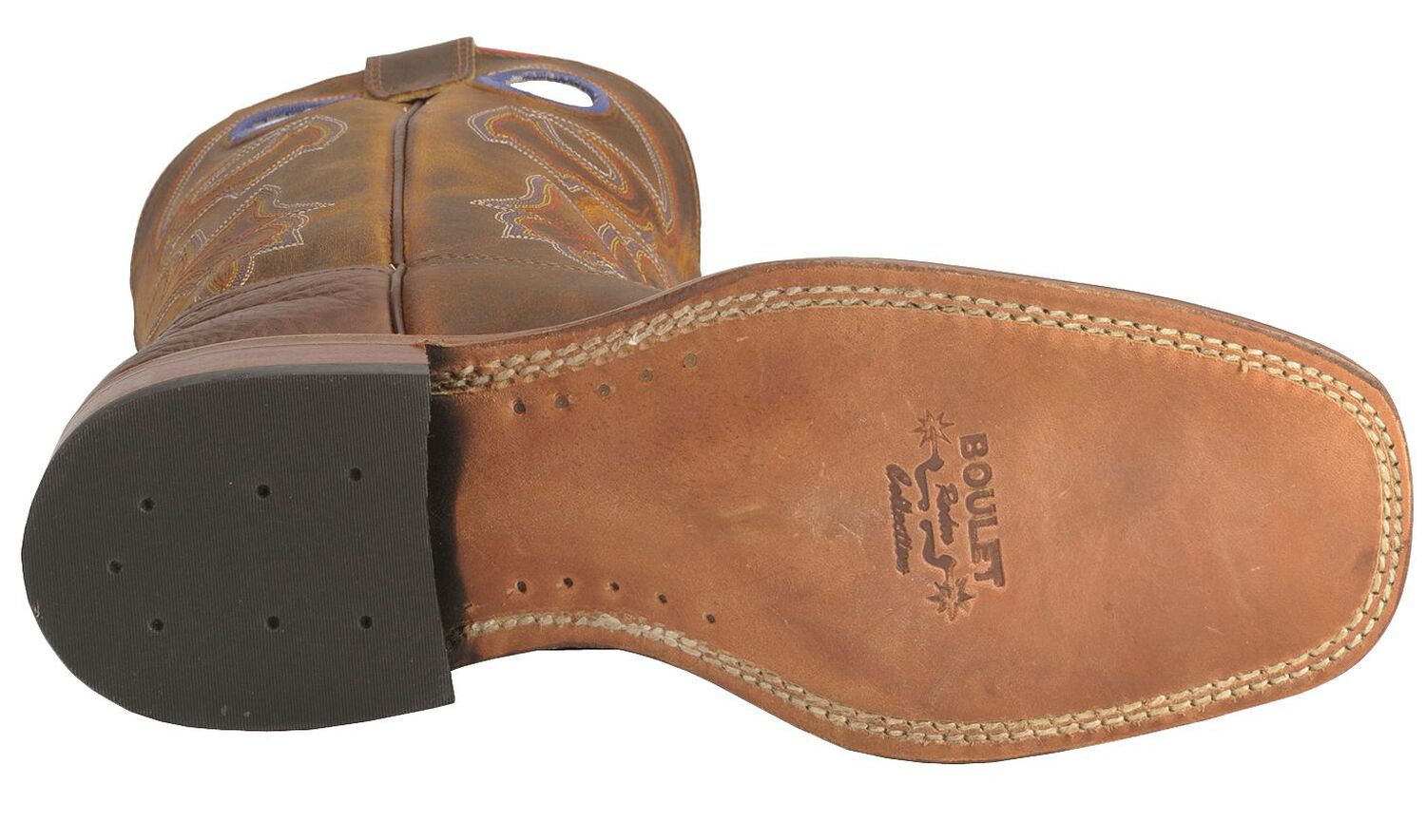 Image #5 - Boulet Men's Stockman Western Boots - Wide Square Toe, Tan, hi-res