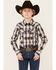 Image #1 - Cody James Boys' Zion Sunset Plaid Print Long Sleeve Snap Western Shirt, Red, hi-res