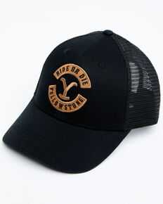 Changes Men's Ride Or Die Yellowstone Embroidered Mesh-Back Trucker Cap - Black , Black, hi-res
