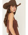 Image #2 - Shyanne Women's Cut Out Tie-Front Tank, Chocolate, hi-res
