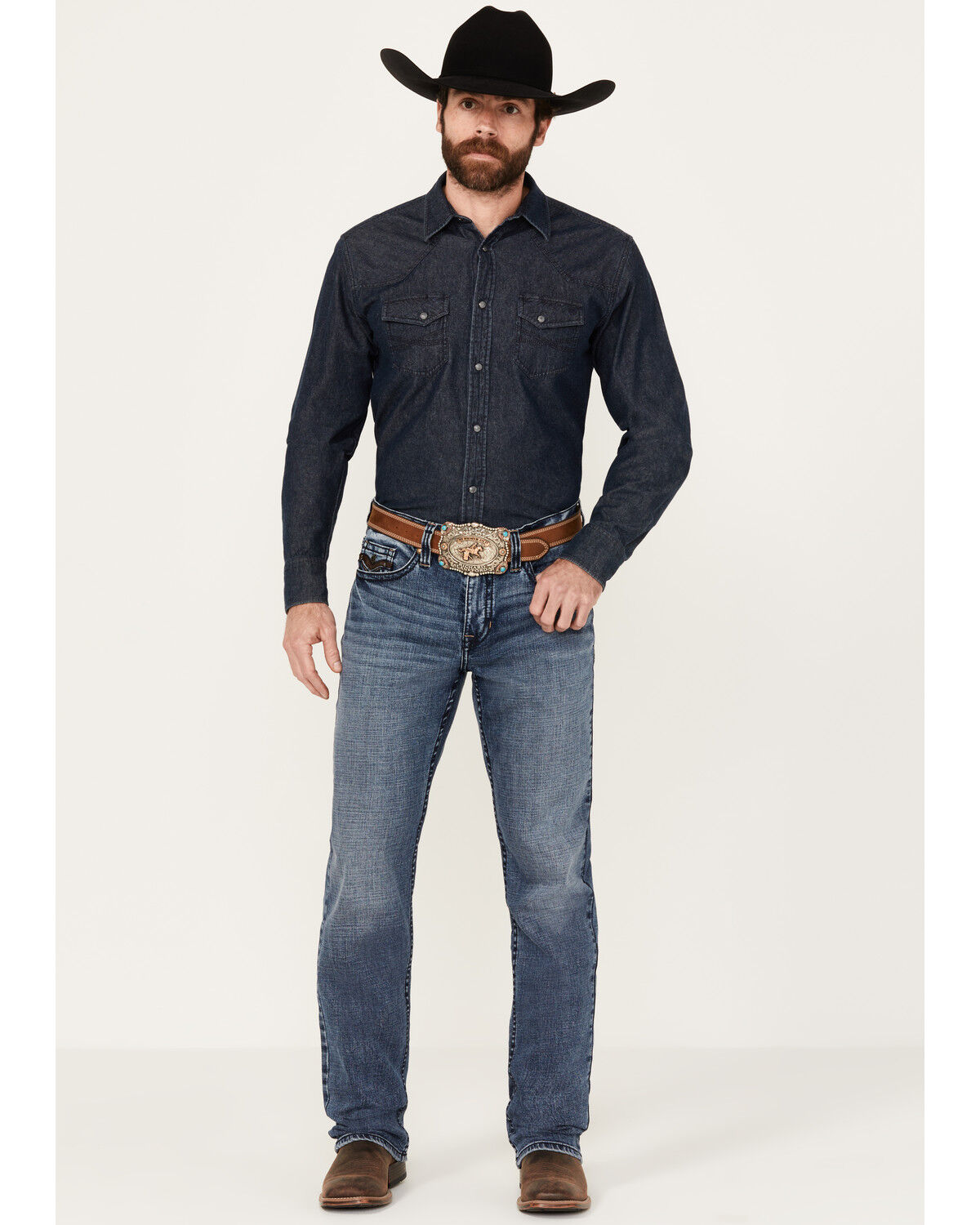 Image #1 - Cody James Men's Outpost Dark Wash Slim Straight Stretch Denim Jeans, Dark Medium Wash, hi-res