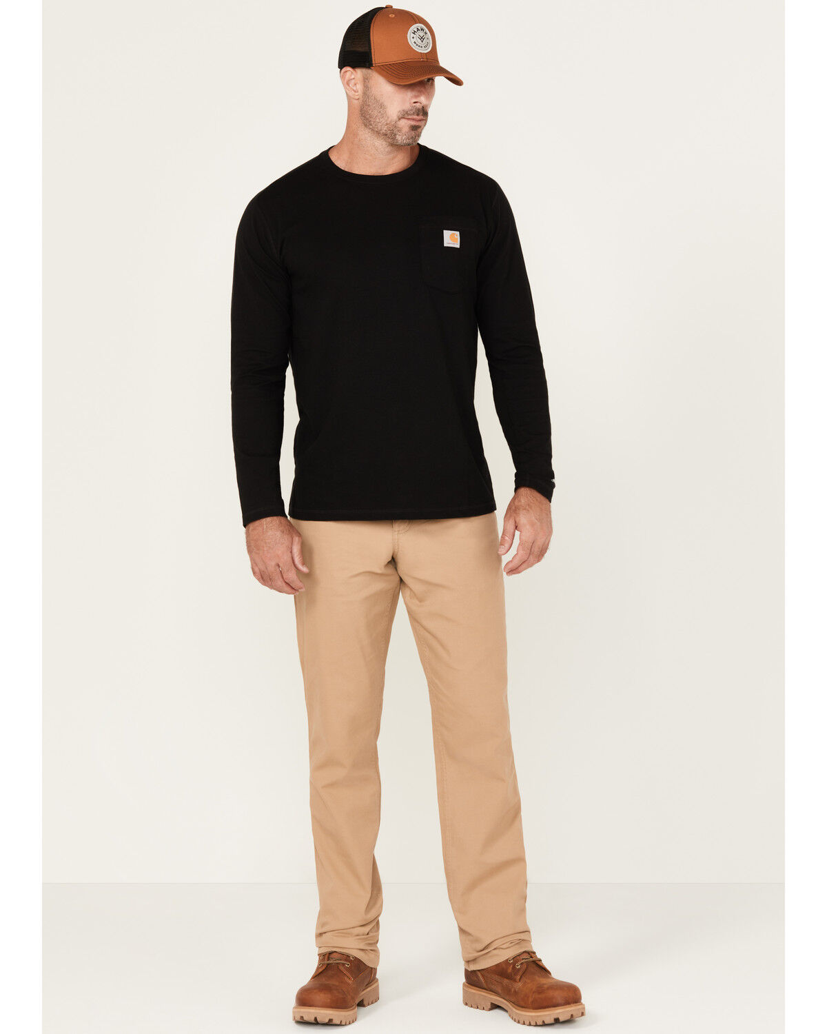 Image #1 - Carhartt Men's Rugged Flex Rigby Dungaree Stretch Work Pants, Tan, hi-res