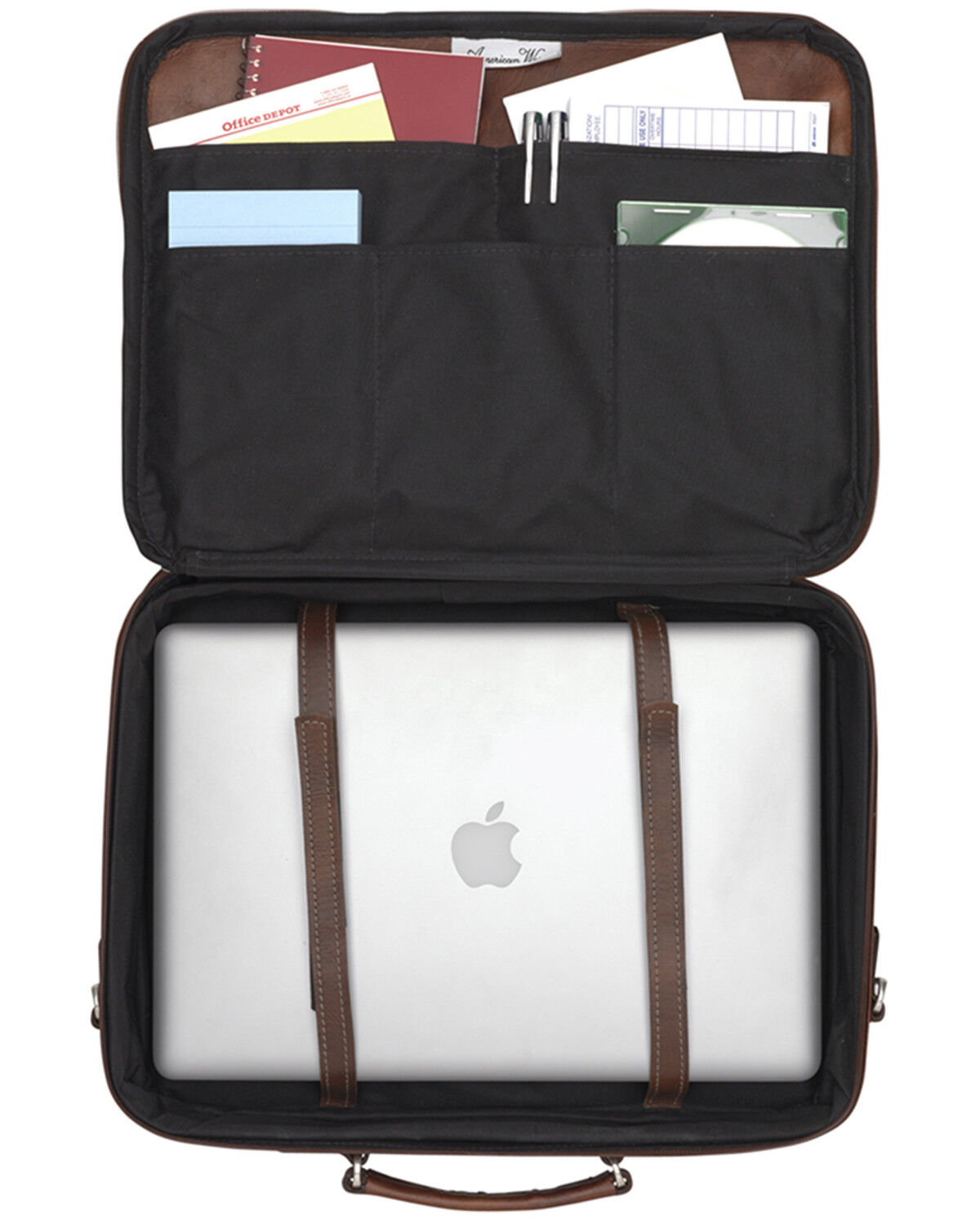 Image #4 - American West Leather Laptop Briefcase, Mocha, hi-res