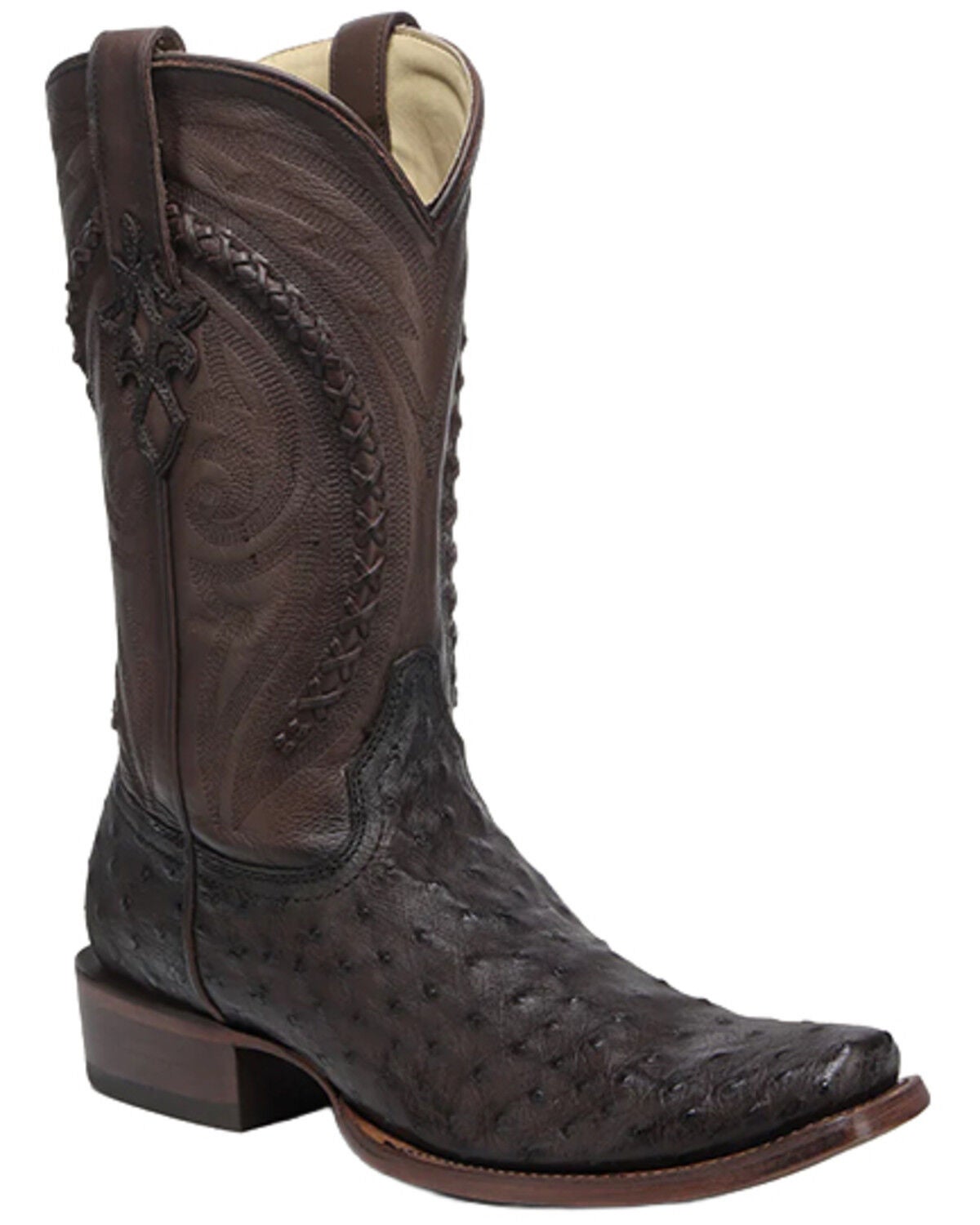 Corral Men's Handwoven Exotic Full-Quill Ostrich Western Boots - Square Toe, Brown, hi-res