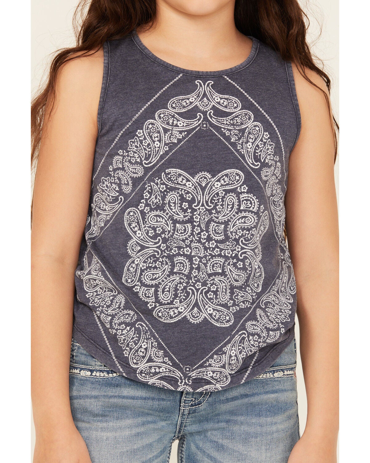 Image #3 - Rock & Roll Denim Girls' Bandana Print Tank, Blue, hi-res