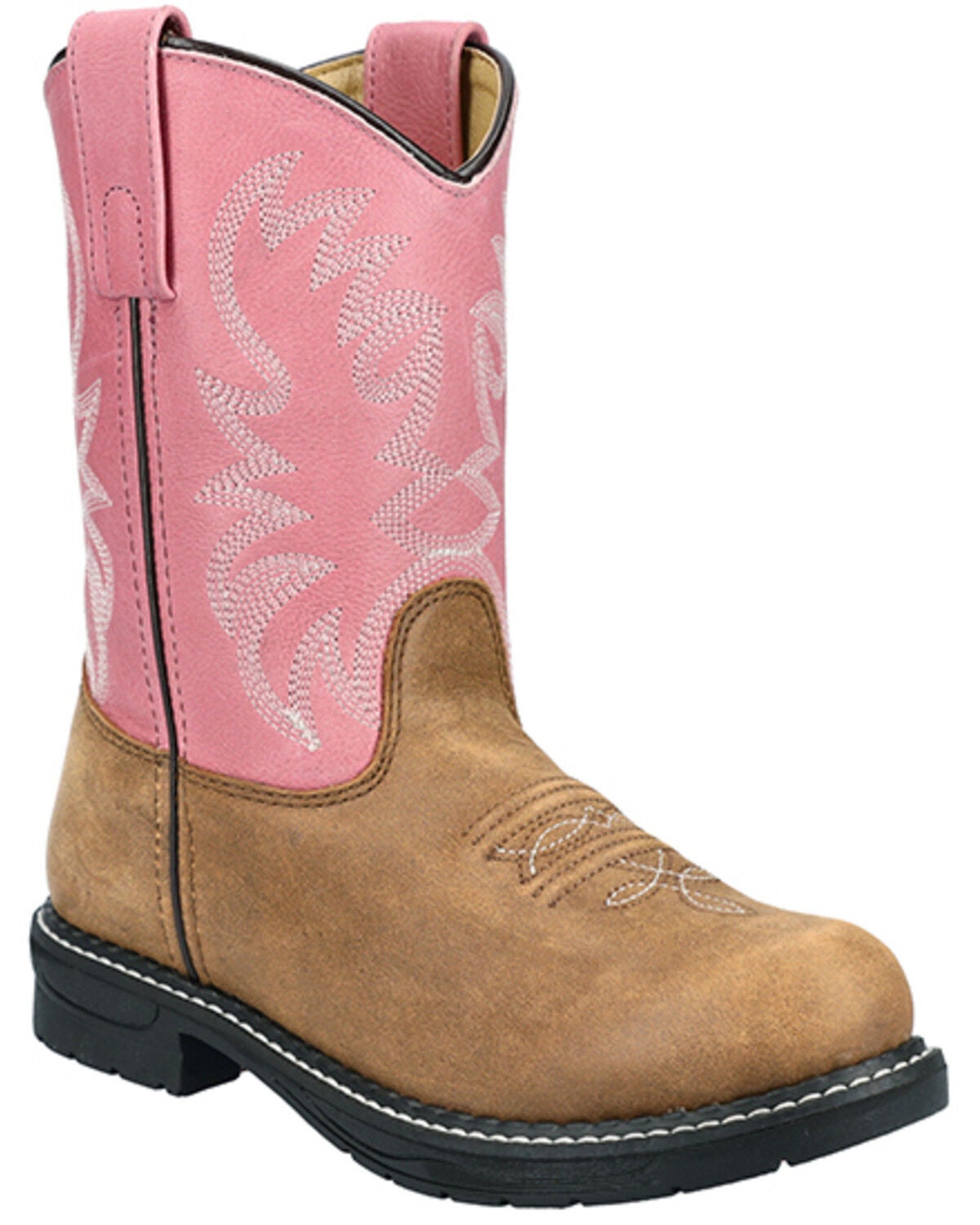 Smoky Mountain Little Girls' Buffalo Western Boots - Round Toe, Brown, hi-res