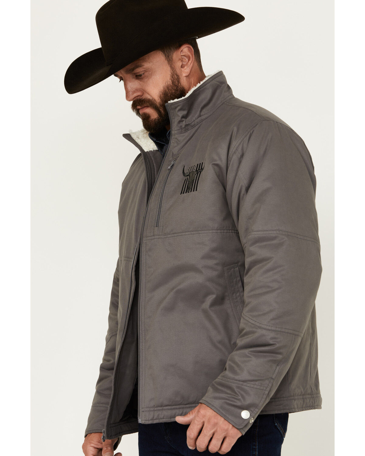 Image #2 - Cowboy Hardware Men's Embroidered Conceal Carry Softshell Jacket, Charcoal, hi-res