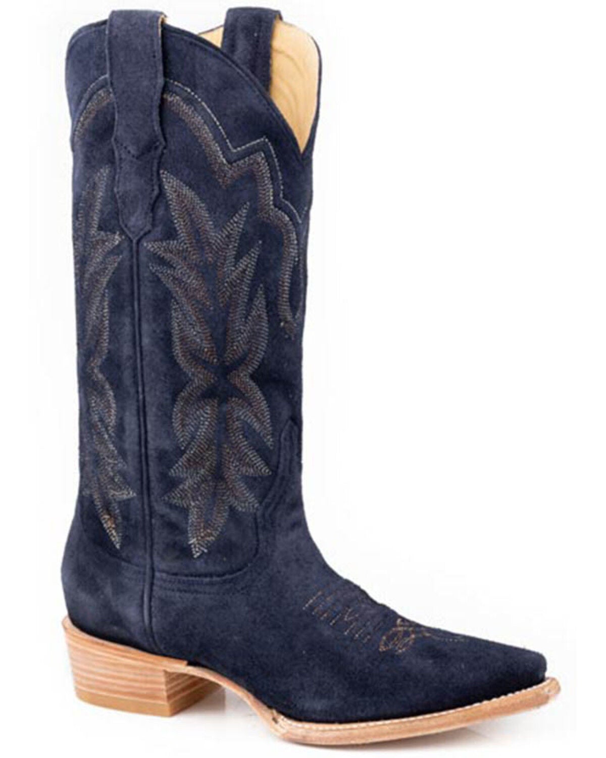 Stetson Women's Casey Suede Western Boots - Snip Toe, Blue, hi-res
