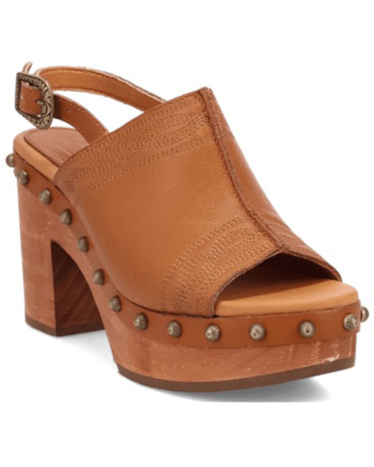 Dingo Women's Clover Wooden Sandals, Tan, hi-res