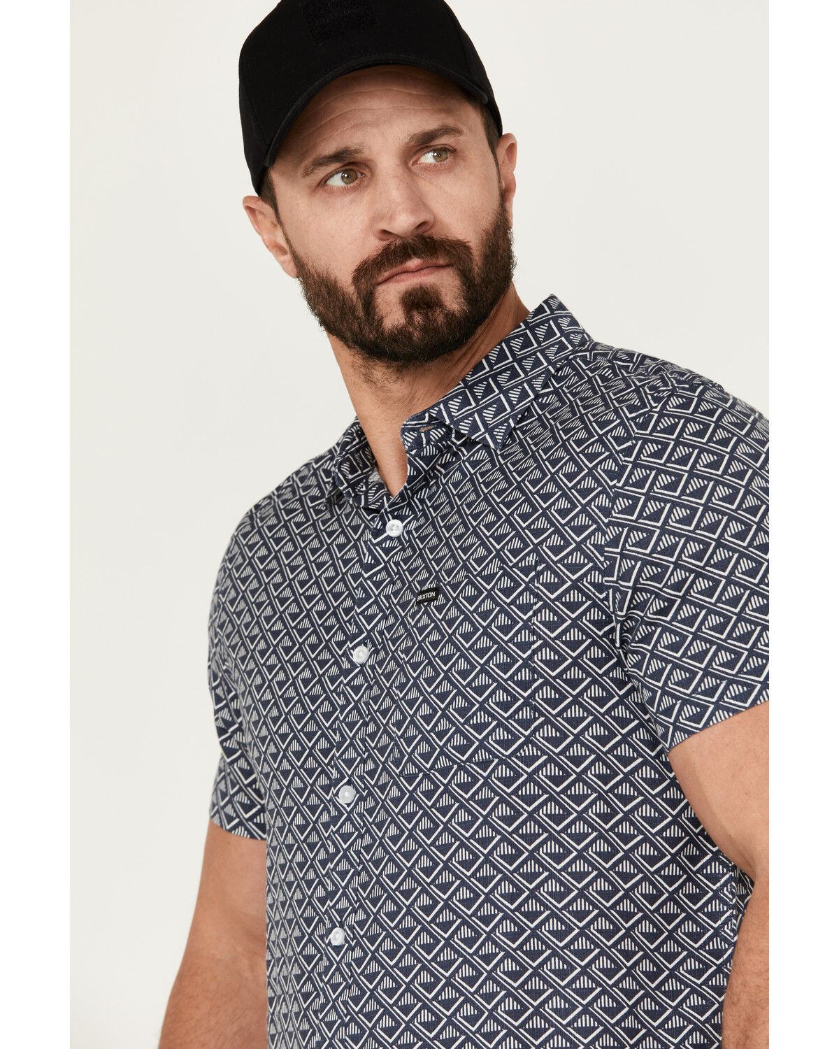 Image #2 - Brixton Men's Charter Tile Short Sleeve Button-Down Stretch Shirt, Navy, hi-res