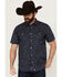 Image #1 - Moonshine Spirit Men's On Tour Floral Paisley Print Short Sleeve Snap Western Shirt, Blue, hi-res
