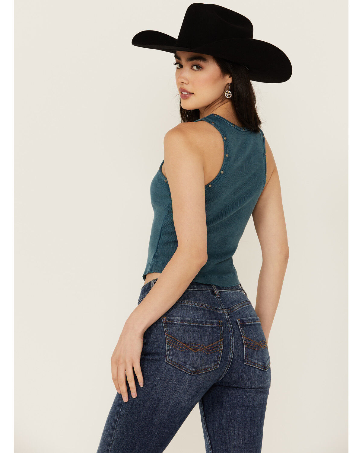 Image #4 - Idyllwind Women's Ribbed Studded Tank, Indigo, hi-res
