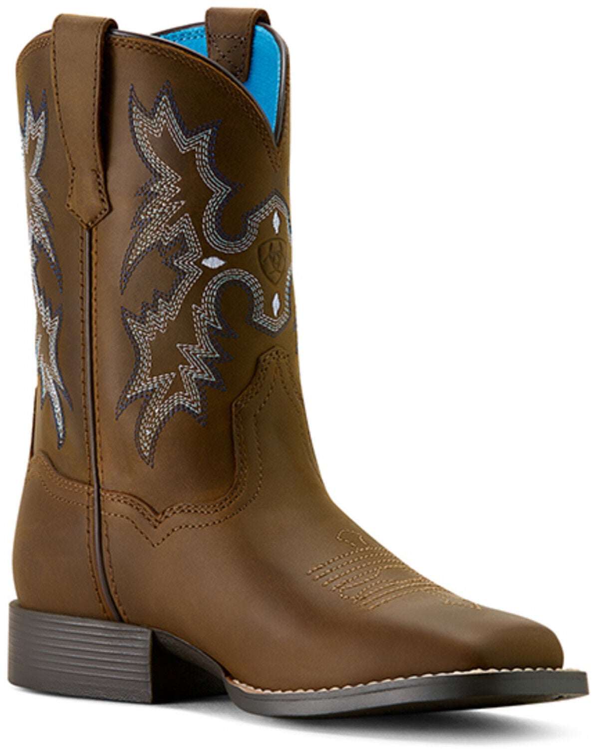 Image #1 - Ariat Boys' Tombstone Distressed Western Boots - Broad Square Toe, Brown, hi-res