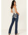 Image #1 - Miss Me Women's Dark Wash Embroidered Bootcut Stretch Denim Jeans, Dark Wash, hi-res