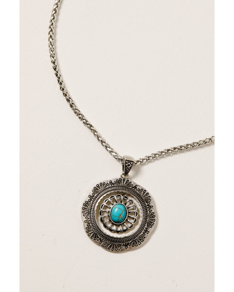 Shyanne Women's Midnight Sky Pendant With Turquoise Stone Set, Silver, hi-res