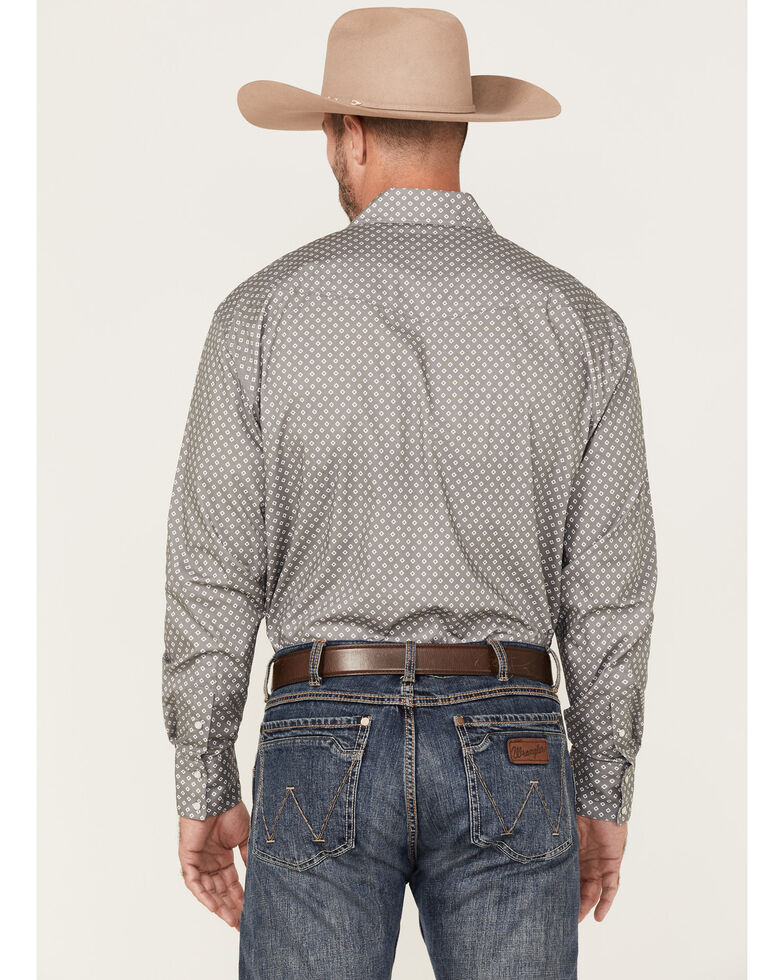 Roper Men's Setting Sun Stretch Diamond Geo Print Long Sleeve Western Shirt , Grey, hi-res