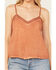 Image #3 - Wild Moss Women's Lace Trim Cami, Rust Copper, hi-res