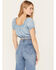 Image #5 - Cleo + Wolf Women's Off The Shoulder Peasant Top, Blue, hi-res