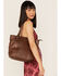 Image #1 - Cleo + Wolf Women's Basketweave Leather Tote , Brown, hi-res
